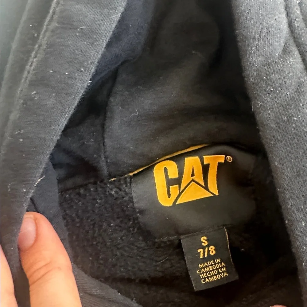 CAT Black and Yellow logo boys Hoodie 7/8